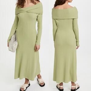 NWOT MARA HOFFMAN Light Green Stretchy Ribbed Emery Dress sz L